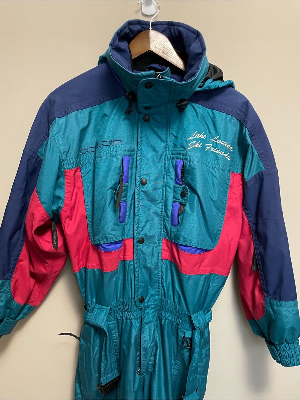 Vintage Lake Louise Ski Friends McCain Colorblock Ski Suit Women’s 40 or 12